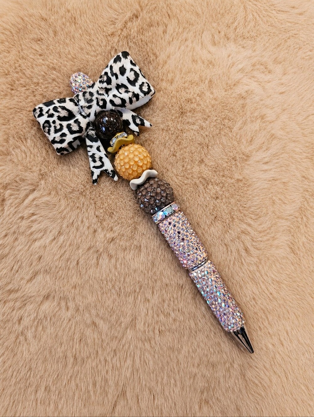 Rhinestone Leopard Bow Beaded Pen | Glam Gift